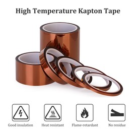 Misuyue Heat Resistant Tape, 15mm x 33m Kapton Tape, Heatproof Sublimation Tape for Soldering Electronics 3D Printers DIY Crafts, No Residue