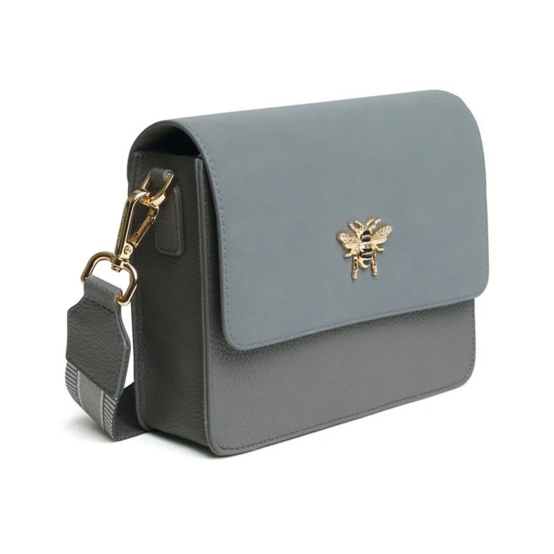 Alice Wheeler Vegan Leather Mini High-bury Crossbody Bag Bee (Slate)