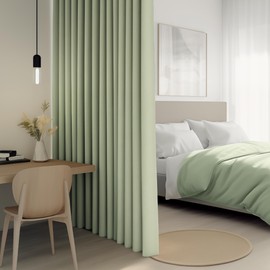 FMFUNCTEX 100% Green Blackout Patio Sliding Glass Door Curtains 84 inch Length, Grommet Extra Wide Living Room Divider Curtains, Thermal Insulated Curtain Drapes for French Door/Bedroom 1 Panel