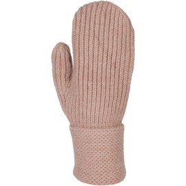 styleBREAKER 09010046 Women's Winter Knitted Mittens Plain with Patterned Waistband Warm Mittens Knitted Gloves, light brown