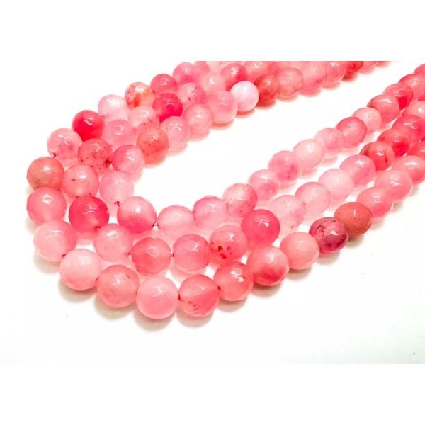 Perfect Gems Light Pink Agate Faceted Round 10mm Gemstone Beads
