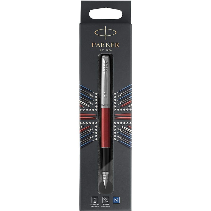 PARKER Jotter Fountain Pen Stainless Steel C.C Kensington Red
