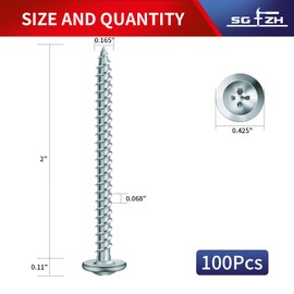 #8 x 2 Inch Wood Screw 100Pcs Alloy Steel Standard Thread Truss Head Fast Self Tapping by SG TZH
