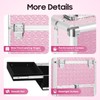 Rolling Makeup Train Case with Lockable Drawer, Pink Cosmetic Organizer