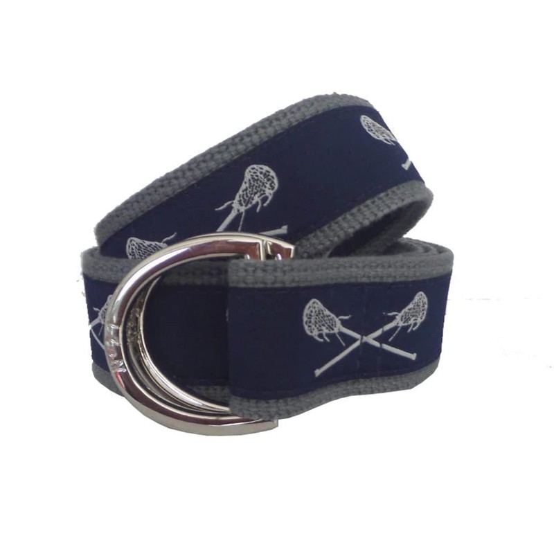 Navy Lacrosse D-Ring Belt Brass D-Ring 38 Orange