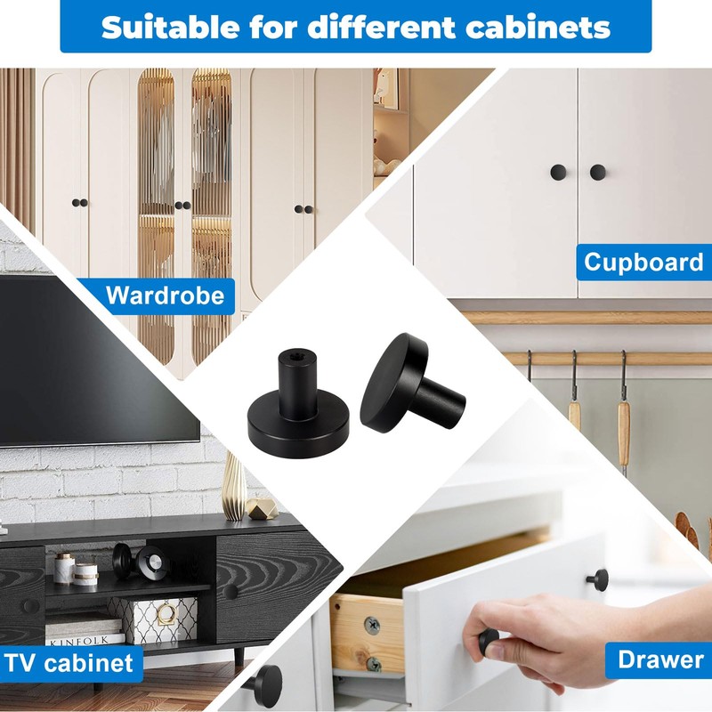 Chuner Set of 20 Metal Cabinet Knobs, with 20 Short