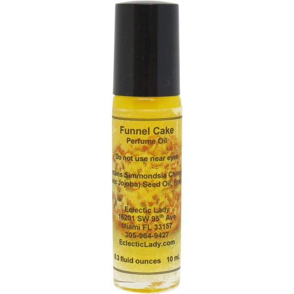 Funnel Cake Perfume Oil, 0.3 Oz Portable Roll-On Fragrance with Long-Lasting Scent, Delightful Essential Oils and Jojoba Oil For Daily Use