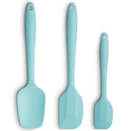 Silicone Spatula 3-piece Set, Ergonomic Handle High Heat-Resistant Spatulas, Non-stick Rubber Spatulas with Stainless Steel Core, Aqua Sky