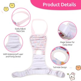 2 Pcs Dog Diaper Suspenders Female, Washable Dog Panties for Dogs in Heat with Cute Leopard Print, Escape Proof Dog Underwear Diapers, Reusable Pet Sanitary Pantie for Small Medium Girl Dogs,S