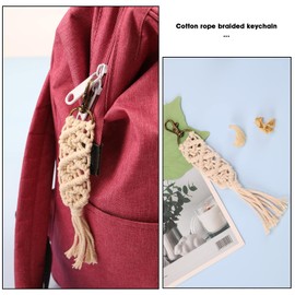 VGOL 3PCS Macrame Keychains Bohemia Style Macrame Bag Braided Charms Key Rings with Tassel Hanging Ornaments Decorations for Purse Backpack Coin Wallet