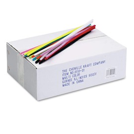 Chenille Kraft 911001 Jumbo Stems, 12-Inch x 6mm, Metal Wire, Polyester, Assorted, 1000/Box