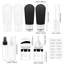 Botellas de Viaje Recargable,Contenedores de Silicona Reutilizable a Prueba de Fugas,Envases para Viaje,2 Onzas+3 Onzas,Paquete de 16 Recipientes de Viaje Exprimibles sin BPA para Champú,loción,Espray