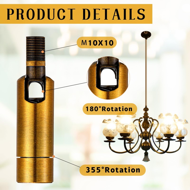 Tondiamo 4 Pcs Golden Sloped Ceiling Light Adapter 180 Degree