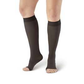 AW Style 201 Medical Support Open Toe Knee Highs - 20-30 mmHg Black Small