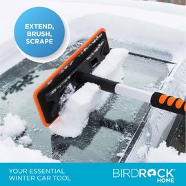 BIRDROCK HOME BIRDROCK HOME 36" Extendable Snow Pusher Brush & Detachable Ice Scraper for Cars | Aluminum Grip for Car, Truck, SUV | Safe on Auto Windshield & Windows | Wide Frost Remover for Semi & Small Vehicles
