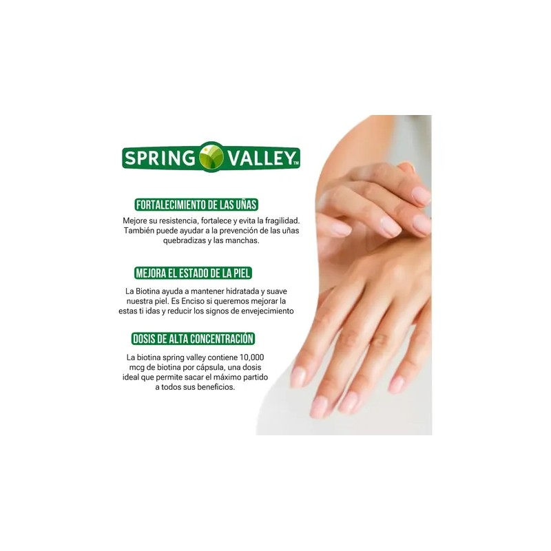 Biotina Premium Piel Cabello Uñas 10,000mcg 60 Caps