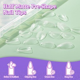 600 uñas postizas extracortas con forma de almendra, semimate, preformadas, de acrílico, cobertura completa, para extensiones de uñas, manicura casera