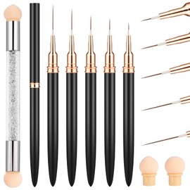 MELLIEX 6 Piece Nail Brush Set, Nail Brush with Lid, Gel Nails Brush, Thin Ombre Sponge Brush for Nail Design