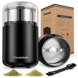 Hermolante - Molinillo Eléctrico de Hierbas y Especias, 150 W, Acero Inoxidable, Muele Hierbas, Especias, Café, Nueces, Semillas, etc.