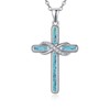 PRAYMOS Infinity Turquoise Cross Religious Pendant Necklace Sterling Silver Cross