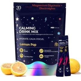 Calm Magnesium Glycinate Drink Mix with Electrolytes – Sugar Free Powder with Ashwagandha, L-Theanine, Vitamin B & GABA – Cortisol Support, Stress Relief, Hydration & Focus - 20 servings (Lemon)