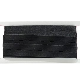 6M Elastic Rubber with Eyelets 6 Meters x 15 mm Wide, Elastic Tape with Eyelets, Sew Elastic Ribbon, Black (332, 15 mm X 6M)