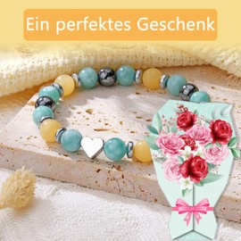 LOHENYOR Leaving Gift for Teacher - 3 Natural Stone Bracelets with 3 Cards (Thank You, Nursery, School, Primary School) | Gift for Educator, Colleague, Mentor, Mother, Women, Gemstone, Agate