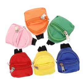 Wakauto 6pcs Mini Doll Backpack Dollhouse School Accessories,1/12 Simulation Miniature Backpack Bag with Zipper Dollhouse Accessories for Decoration and Play