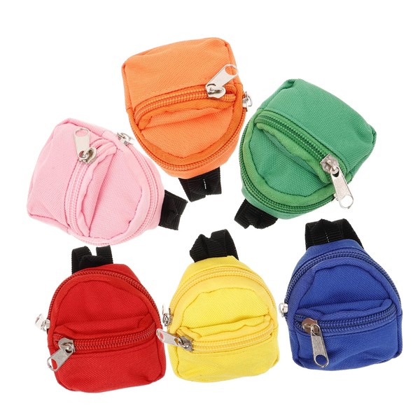 Wakauto 6pcs Mini Doll Backpack Dollhouse School Accessories,1/12 Simulation Miniature