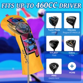 LZFAN 3PCS Funny Golf Club Head Cover Golf Head Cover Driver Headcover Fairway Wood Headcover Hybrid Golf Blade Mallet Putter Cover JUST