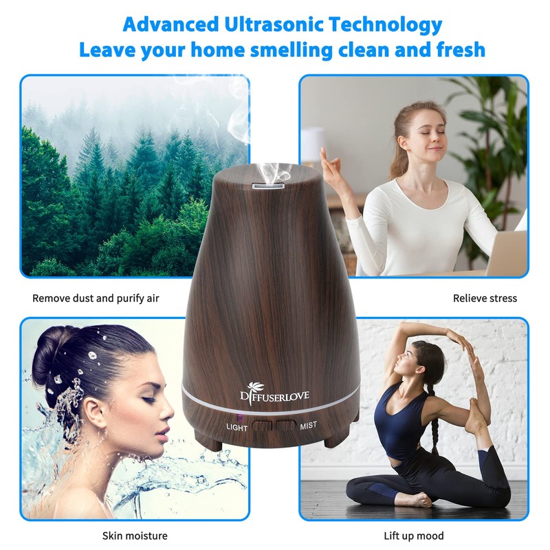 Diffuserlove Essential Oil Diffusers 200ML Diffuser Remote Control Aromatherapy Diffuser