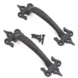 The Metal Magician 7 Inch Barn Door Handles, Pack of 2, Garage Door Handles Decorative, Hardware Rustic FDL Design Black Cast Iron Handle, Fence Gate, Metal Gate Outdoor, Outdoor Kitchen Cabinets
