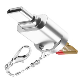 BoxWave Adapter Compatible with Moondrop Nekocake - Micro SD Card miniReader, USB Type-C OTG Reader USB3.0 Adapter Keychain - Metallic Silver