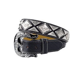 URAMAN Mens Western Belt Cowboy Country Concho Leather Belt for Jeans Pants Rodeo