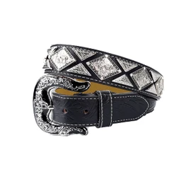 URAMAN Mens Western Belt Cowboy Country Concho Leather Belt for Jeans Pants Rodeo
