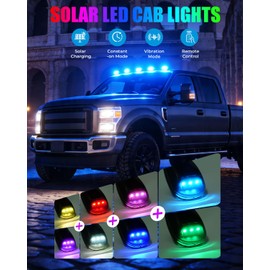 Keiurot Solar Cab Lights for Trucks Roof Lights, RGB 8 Colors, 5 Pack