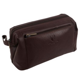 Underwood & Tanner Mens Leather Wash Bag Brown