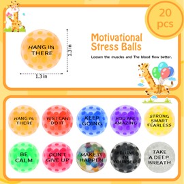 20 Pack Colorful Motivational Mini Stress Balls Set, Squishy Balls Fidget Toys for Adult, Squeeze Balls Bulk, Birthday Gifts Party Favors Goodie Bags Stuffer Anxiety Stress Relief