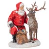 Festive Red Santa with Reindeer 12 inch Resin Holiday Decorative