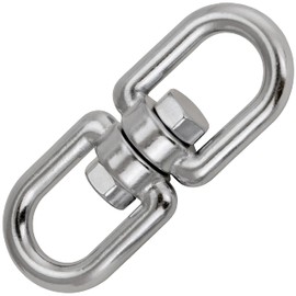 OPIOL QUALITY® Swivel Eye - Eye Diameter 6 mm Made of Stainless Steel A4 V4A (Pack of 2) Anchor Swivel Swivel Shackle Chain Swivel Shackle Double Swivel Weatherproof Eyelet Eyelets