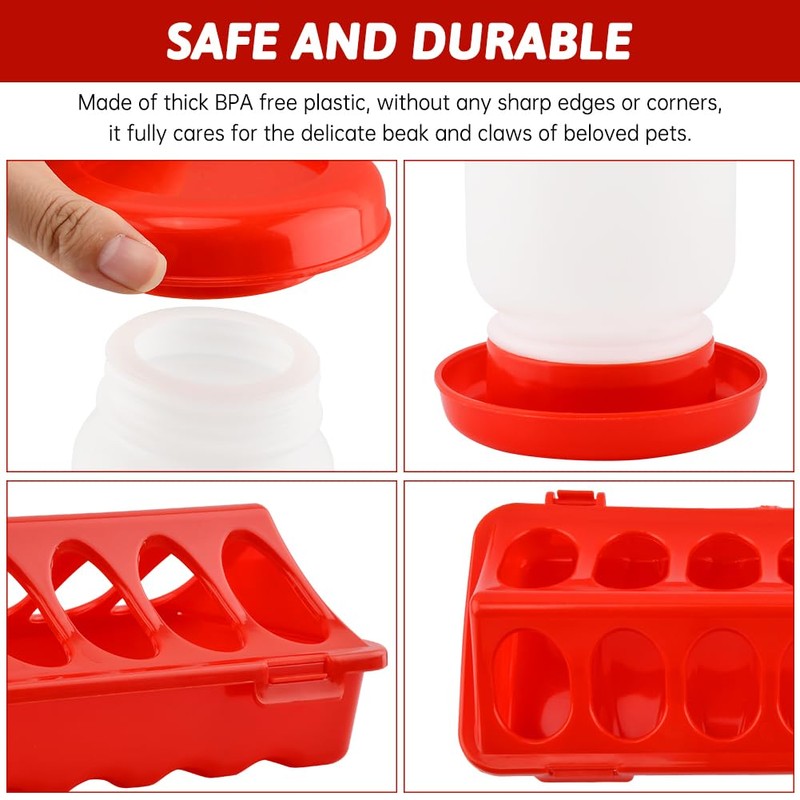 4PCS Chick Feeder and Waterer Kit,3×12-Hole Trough Feeders and 1