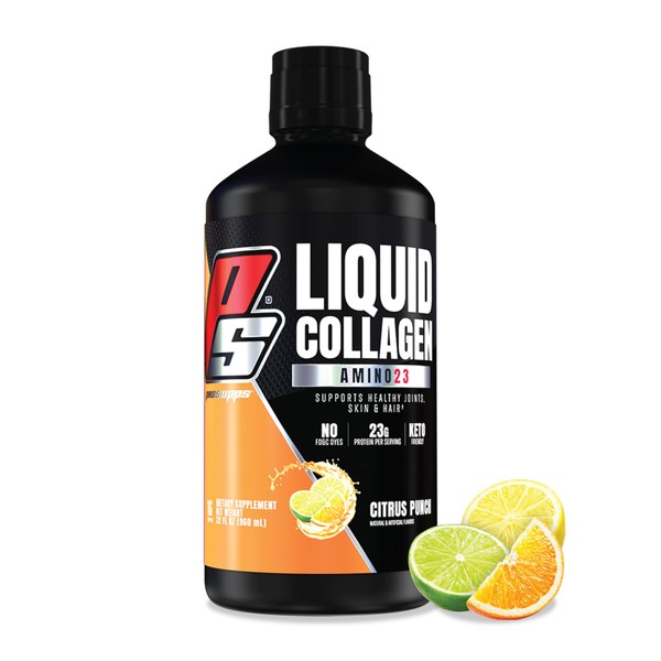 PROSUPPS Amino23 Liquid Collagen Shots, 23g Collagen Protein Promotes Exercise Recovery, Healthy Skin, Hair, Nails & Join Support – Convenient on The go Bottle