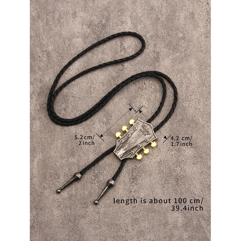 COOLLA Guitar Bolo tie Rodeo Cowboy Leather Necktie Western Bolo