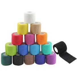 SIKKU Self Adhesive Bandage Wrap, 16 Pack Tattoo Grip Tape, Elastic Cohesive Bandage Wraps, Vet Tape, Color Athletic Tape, Ankle Tape, Sticky Wrap Bandage, (2"x5 Yards)