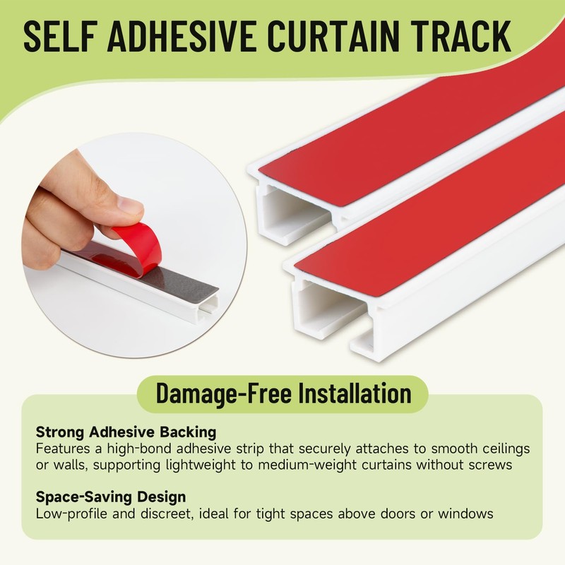 Self Adhesive Ceiling Curtain Track, Ceiling Mount Curtain Rod No