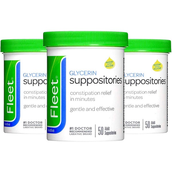 Fleet Glycerin Suppositories - 50 Suppositories 50 Count (pack of 3)