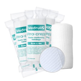 Medrull Set of 10 Muslin Bandages 8 cm x 4 m – Fixation Bandages Large – Bandage Material Ultra Crepp
