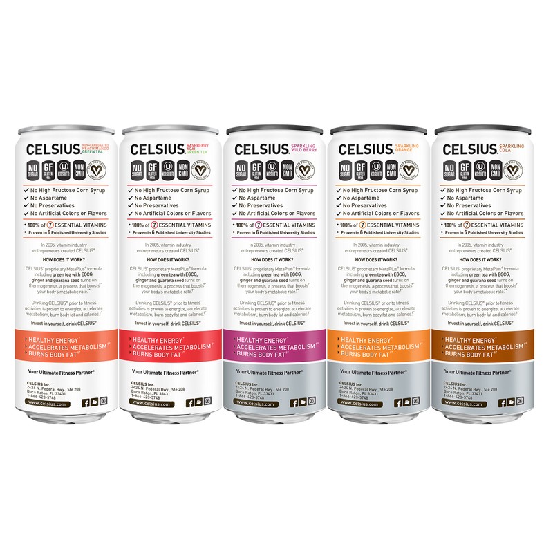 CELSIUS Fitness Drink 9-Flavor Variety Pack, Zero Sugar, Slim Can
