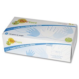BeeSure BE1129 Slim Nitrile Powder Free Exam Gloves, 2.5 mil, White, X-Large (Pack of 200)