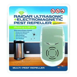 Raidar Ultrasonice and Electromagnetic Multi Pest Repeller with Night Light, White